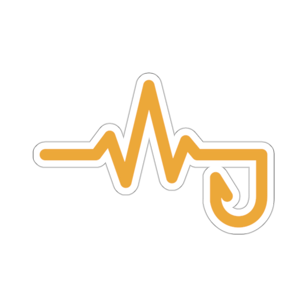 Heartbeat J Die-Cut Sticker — Minimal Yellow Electrocardiogram Laptop Decal