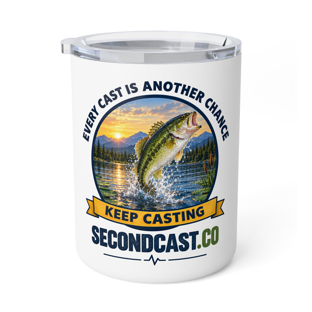 Largemouth Bass Jumping Lake Scene Insulated Mug | Fishing Travel Tumbler