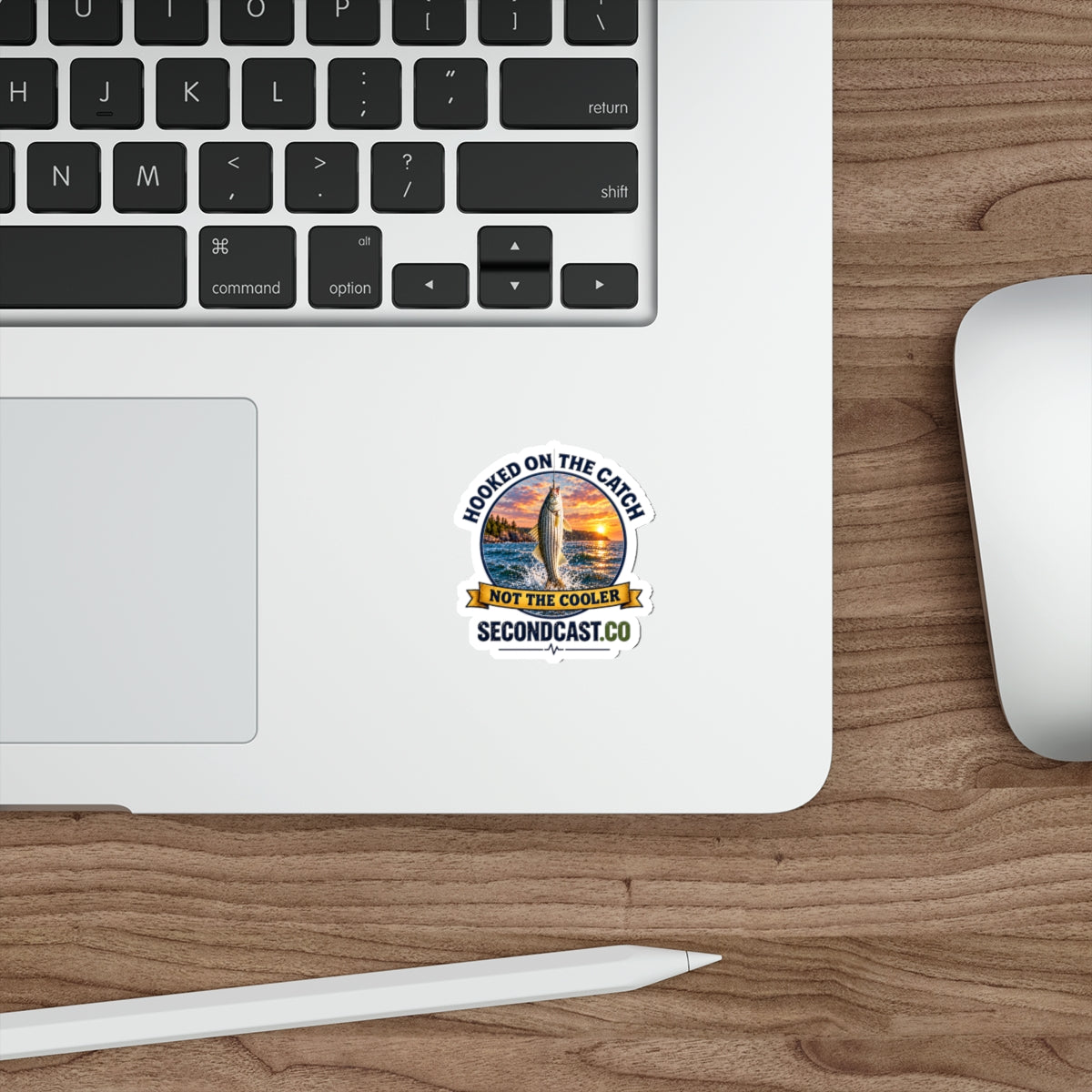 Fishing Sticker — "Hooked on the Catch, Not the Cooler" Outdoor Decal