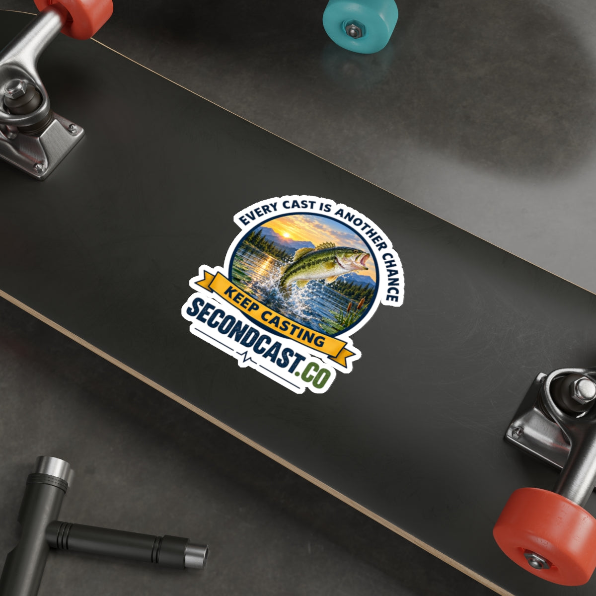 Fishing Sticker — 'Every Cast Is Another Chance' Bass Decal (Keep Casting)