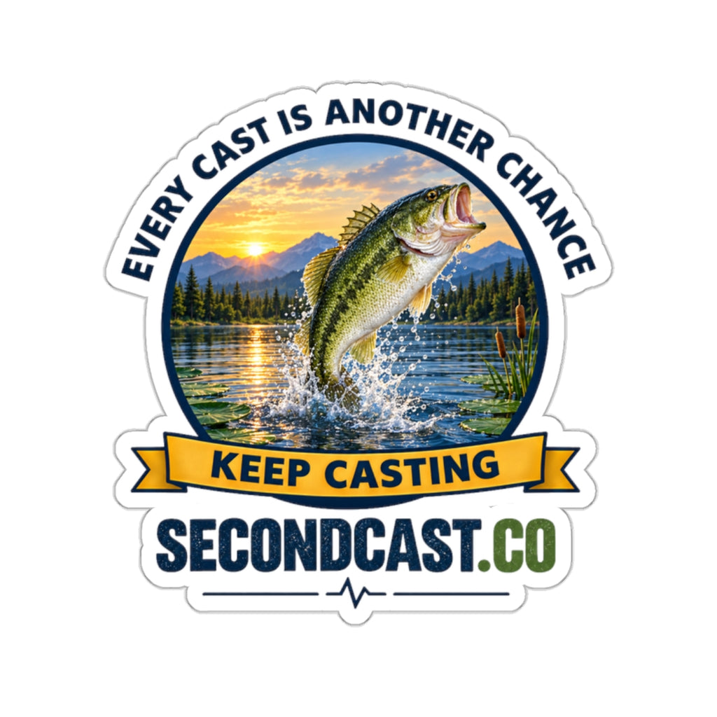 Fishing Sticker — 'Every Cast Is Another Chance' Bass Decal (Keep Casting)