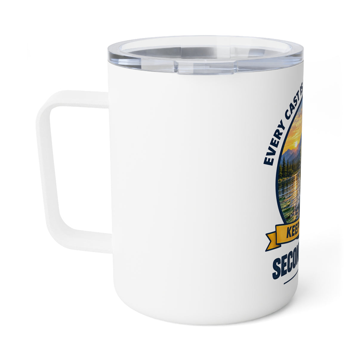 Largemouth Bass Jumping Lake Scene Insulated Mug | Fishing Travel Tumbler