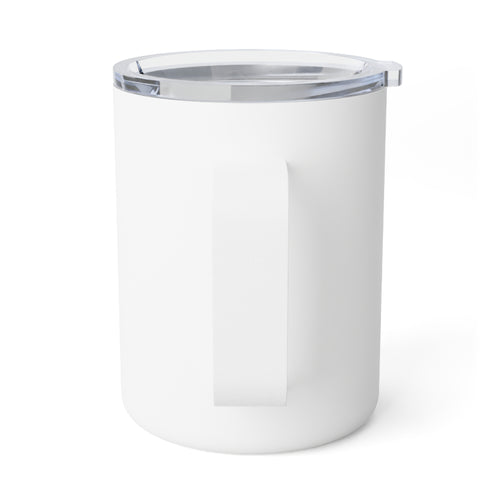10oz Insulated Coffee Mug — Gold Heartbeat Fishing Hook Design